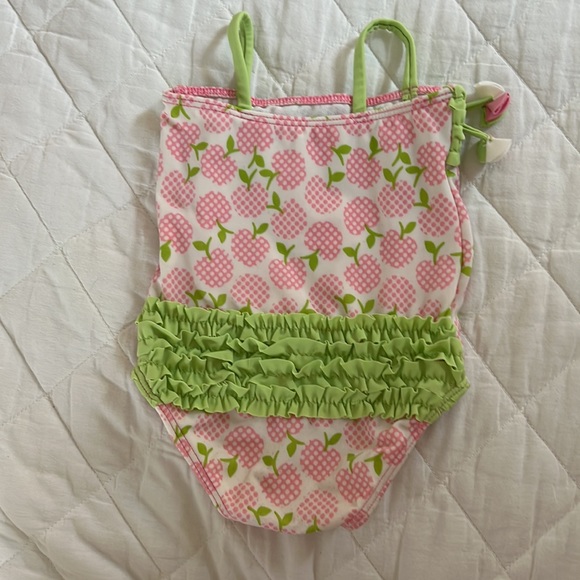 Azul Swimwear Pink and Green Apple Print Swimsuit - Picture 6 of 8